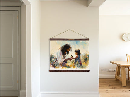 "Hi Eye is on the Sparrow" (Asian Girl) Tapestry