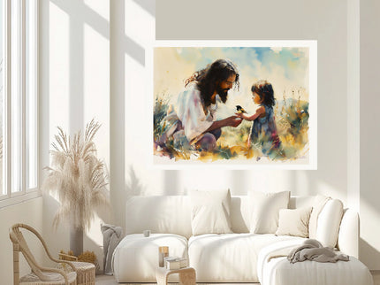 His Eye is on the Sparrow Asian Girl Canvas Print