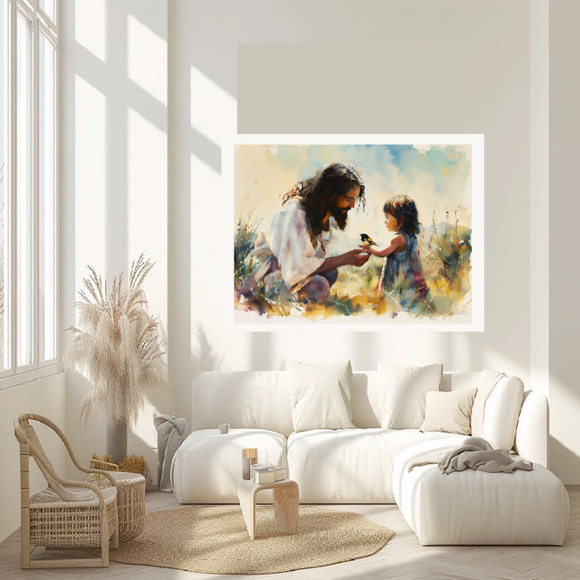 His Eye is on the Sparrow Asian Girl Canvas Print